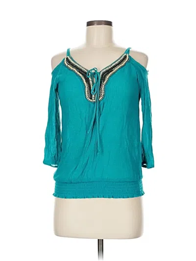 Pre-owned Iz Byer 3/4 Sleeve Blouse In Blue