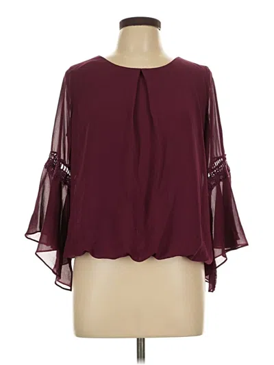 Pre-owned Iz Byer 3/4 Sleeve Blouse In Burgundy