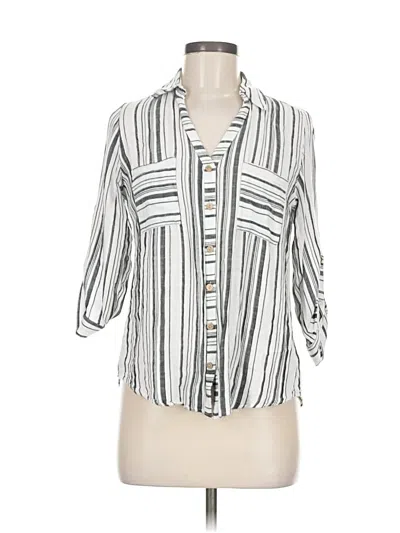 Pre-owned Iz Byer 3/4 Sleeve Button Down Shirt In Silver