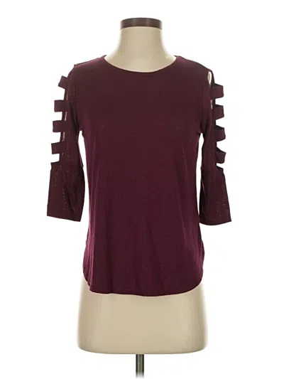 Pre-owned Iz Byer 3/4 Sleeve Top Burgundy Cold Shoulder Neckline Tops