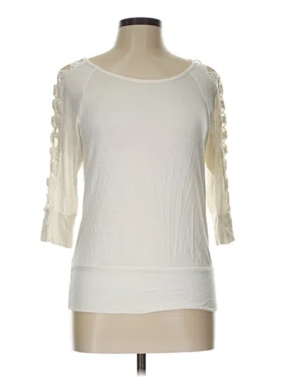 Pre-owned Iz Byer 3/4 Sleeve Top Ivory Boatneck Tops In White