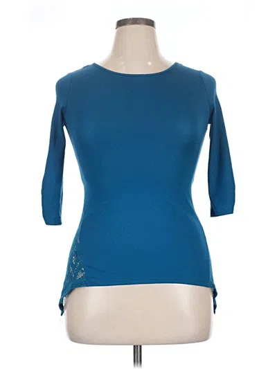 Pre-owned Iz Byer 3/4 Sleeve Top Teal Boatneck Tops