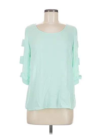 Pre-owned Iz Byer 3/4 Sleeve Top Teal Cold Shoulder Neckline Tops In Blue