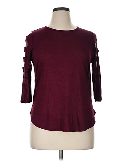 Pre-owned Iz Byer 3/4 Sleeve T-shirt In Burgundy