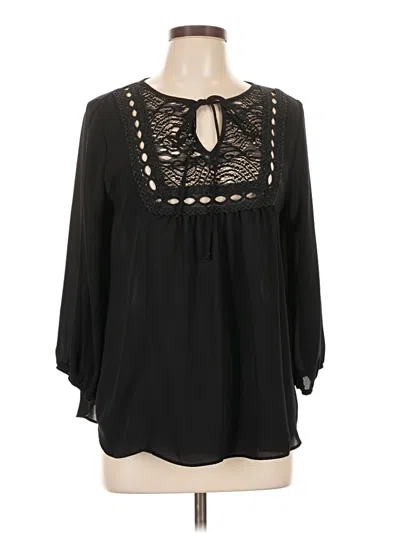 Pre-owned Iz Byer Long Sleeve Blouse In Black