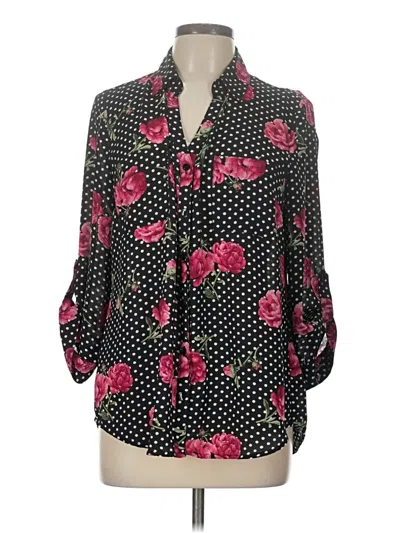 Pre-owned Iz Byer Long Sleeve Blouse In Black