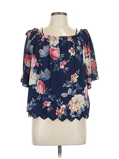 Pre-owned Iz Byer Short Sleeve Blouse In Blue