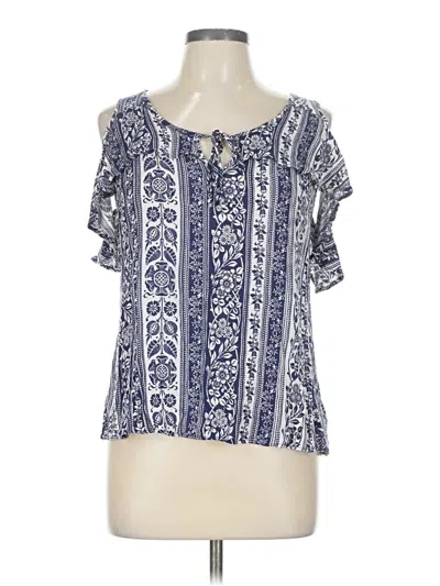 Pre-owned Iz Byer Short Sleeve Blouse In Blue