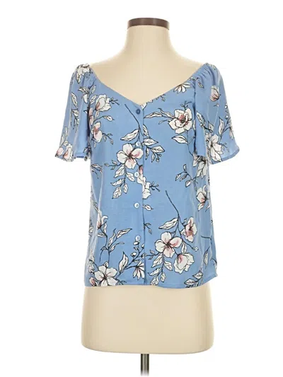 Pre-owned Iz Byer Short Sleeve Blouse In Blue