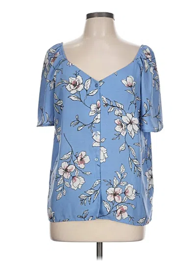 Pre-owned Iz Byer Short Sleeve Blouse In Blue