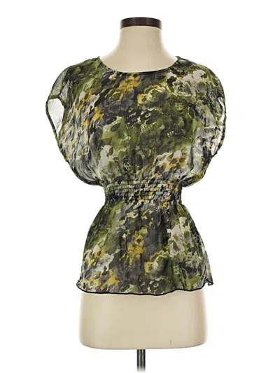 Pre-owned Iz Byer Short Sleeve Blouse In Green