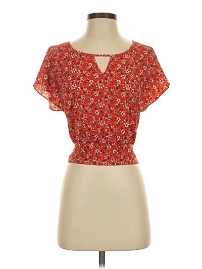 Pre-owned Iz Byer Short Sleeve Blouse In Orange