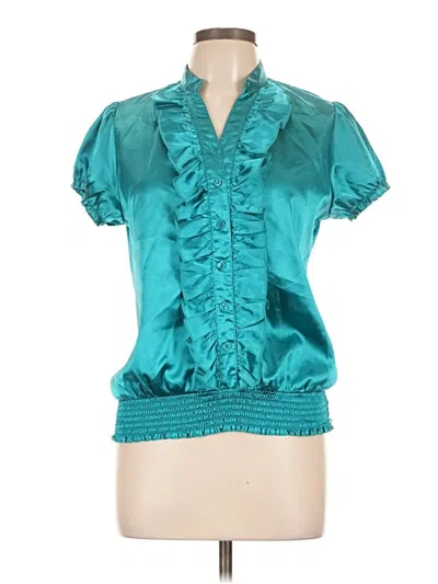 Pre-owned Iz Byer Short Sleeve Blouse In Teal