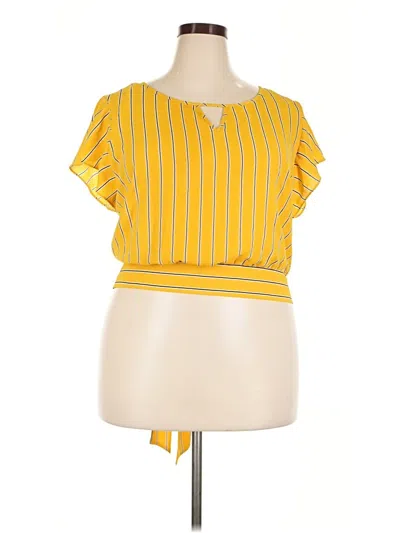 Pre-owned Iz Byer Short Sleeve Blouse In Yellow