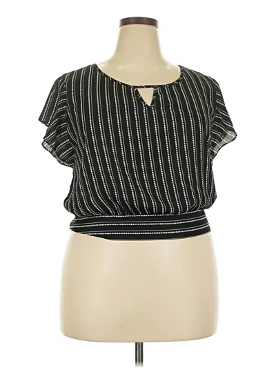 Pre-owned Iz Byer Short Sleeve Top Black Keyhole Neckline Tops
