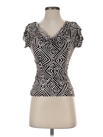 Pre-owned Iz Byer Short Sleeve Top Black Sweetheart Neckline Tops