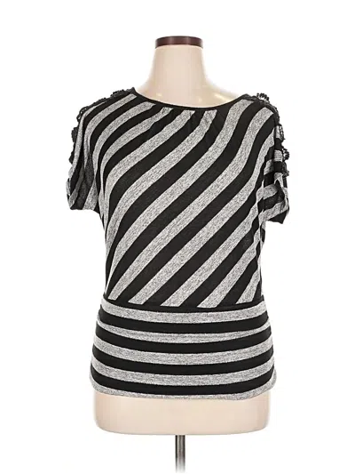 Pre-owned Iz Byer Short Sleeve Top Silver Boatneck Tops