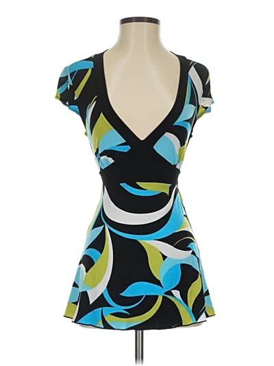 Pre-owned Iz Byer Sleeveless Top Teal Plunge Neckline Tops