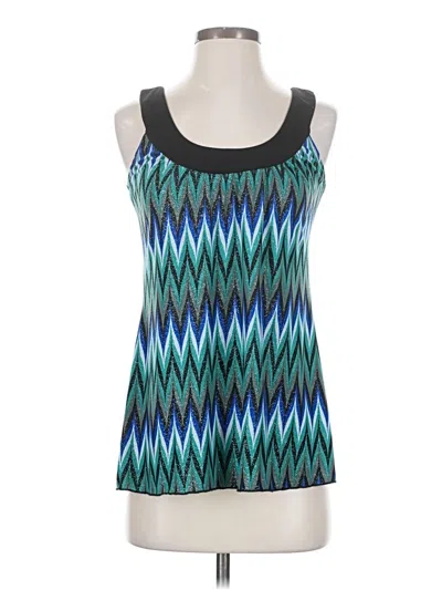 Pre-owned Iz Byer Sleeveless Top Teal Scoop Neck Tops In Blue