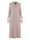 Izaak Azanei Cable Knit Midi Dress In Neutral