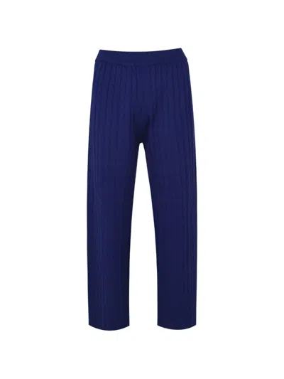 Izaak Azanei Cable-knit Trousers In Blue