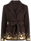 Izaak Azanei Charm-embellished Cotton Jacket In 褐色