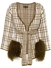 Izaak Azanei Check-pattern Wool Cardigan In Green