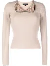 Izaak Azanei Cut-out Embellished Top In Neutrals