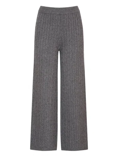 Izaak Azanei Drawstring-waist Cable-knit Trousers In Gray