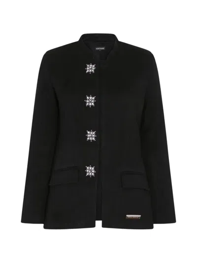 Izaak Azanei Embellished-button Long-sleeve Jacket In Black