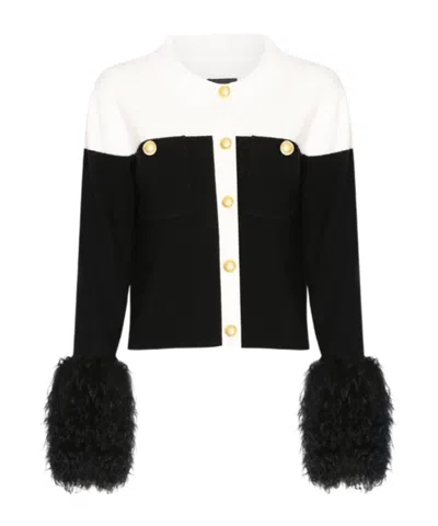Izaak Azanei Long-sleeved Wool Cardigan In Black