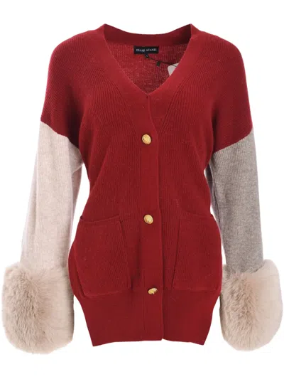 Izaak Azanei Tie-detail Cardigan In Red