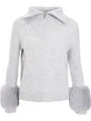Izaak Azanei Zip Up Faux Cuff Jumper In Grey