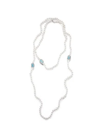 Izabel Display Crystal-embellished Pearl Necklace In Silver