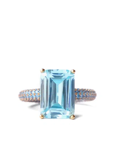 Izabel Display Mega Rectangle Ring In Blue