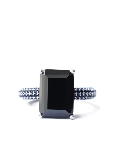 Izabel Display Mega Rectangle-shaped Zirconia Ring In Black