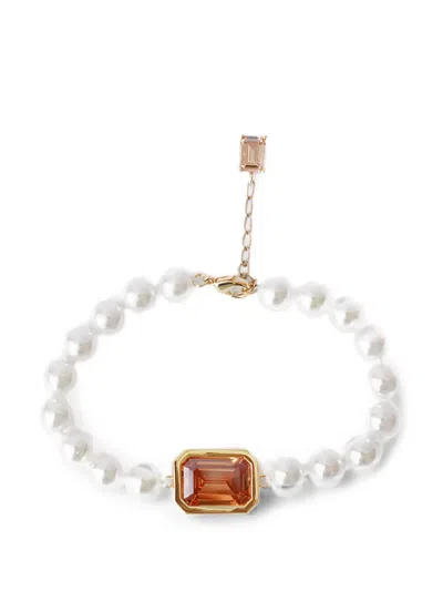 Izabel Display Pearl-embellished Crystal-pendant Bracelet In Gold