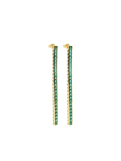 Izabel Display Square Tennis Earrings In Gold