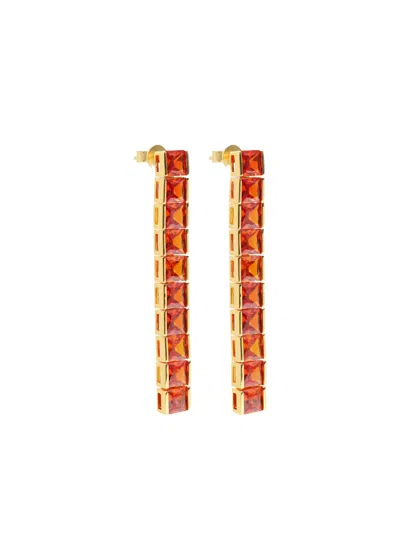 Izabel Display Tennis Square-stone Earrings In Gold