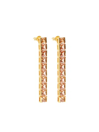 Izabel Display Tennis Square-stone Earrings In Gold