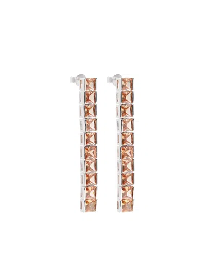 Izabel Display Tennis Square-stone Earrings In Silver