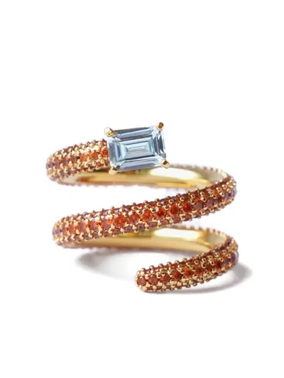Izabel Display Ultra Twist Spiralring Mit Türkis In Orange