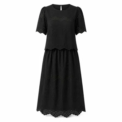 Izabela Mandoiu Premium Black Broderie Anglaise Two Piece Skirt Suit Set