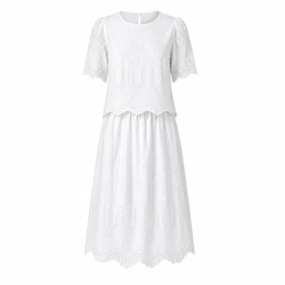 Izabela Mandoiu Premium White Broderie Anglaise Two Piece Skirt Suit Set