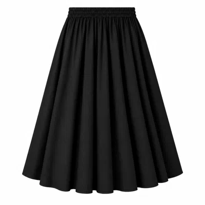 Izabela Mandoiu Women's Black Midi Skirt In Cotton With Side Pockets
