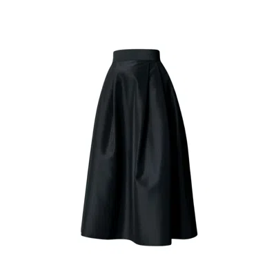 Izabela Mandoiu Women's Black Taffeta Midi Skirt