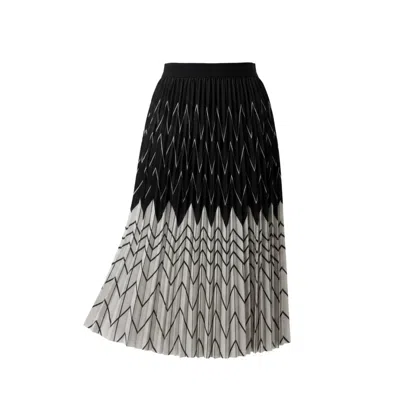 Izabela Mandoiu Women's Black / White Black & White Geometric Pleated Midi Skirt