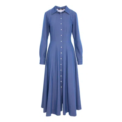 Izabela Mandoiu Women's Blue Midi Dress With Denim Panels
