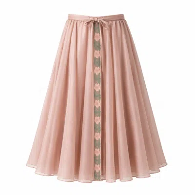 Izabela Mandoiu Women's Blush Pink Embroidered Tie-waist Midi Skirt
