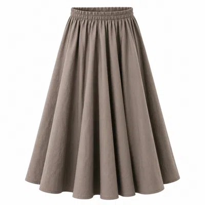 Izabela Mandoiu Women's Brown Elegant Chocolate Full Circle Midi Skirt With Elastic Waistband